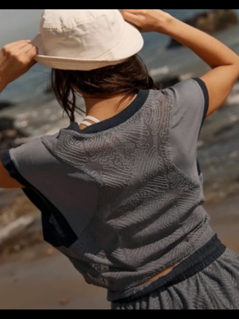 FP Movement by Free People Charcoal Grey Ringer Crop Tee - Picture 3 of 3